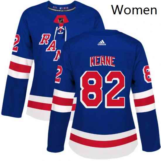 Womens Adidas New York Rangers 82 Joey Keane Premier Royal Blue Home NHL Jersey